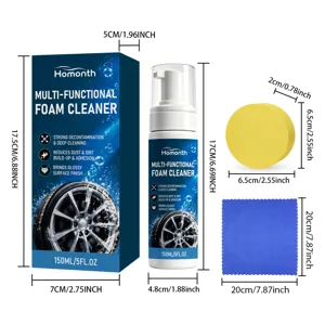 Homonth multi-functional foam cleaner set with sponge and cloth, detailed size dimensions.