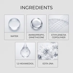 Infografía detallada que muestra los ingredientes activos clave del spray de cerámica.