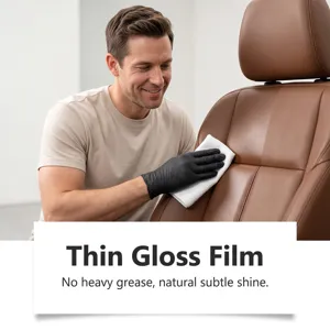 Car leather care cleaner for automotive seats, professional decontamination and bright shine formula.