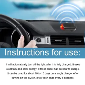 Car solar warning light anti-theft flashing alarm LED auto interior decoration device