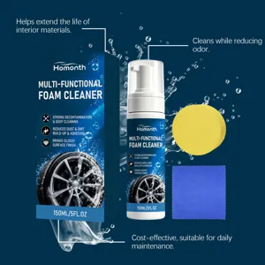 Homonth multi-functional foam cleaner set with sponge and cloth for car interior care 150ml