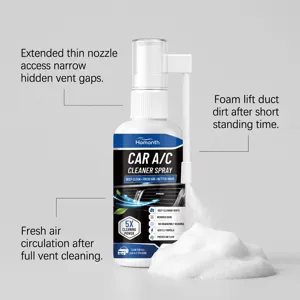 HOMONTH car A/C cleaner spray with long nozzle for deep vent cleaning and fresh scent.