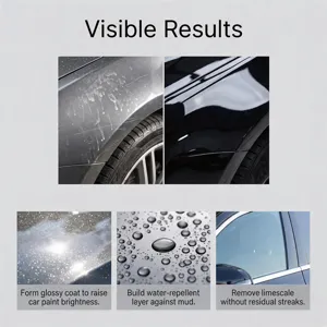 Detalle de spray de revestimiento cerámico para coche con acabado brillante y efecto repelente.