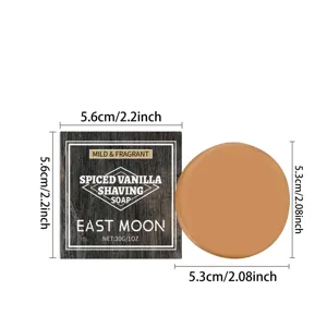 East Moon savon à raser vanille épicée vue détail, mousse riche pour rasage doux.