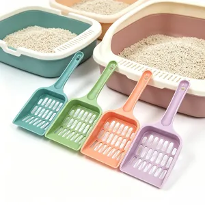 Plastic cat litter scoop mesh pooper scooper set for pet cleaning colorful shovel