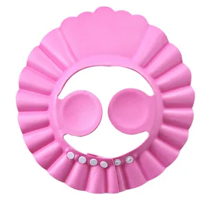 Baby shower cap shampoo hat waterproof adjustable bath visor for toddlers kids pink