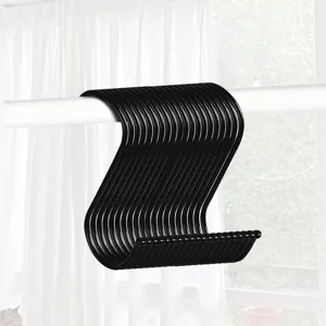 Black S-shaped metal hooks, wardrobe and kitchen storage hanging hooks set for home organization
