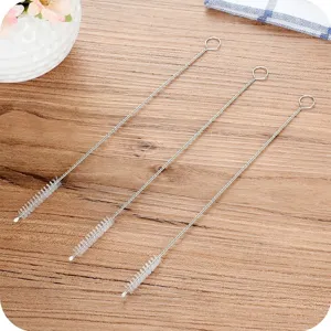 Stainless steel straw cleaning brush set, long thin wire brush for baby bottles and tubes.