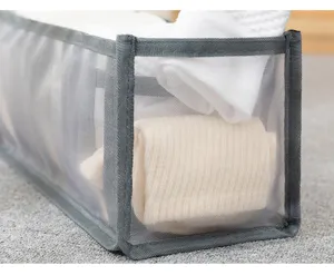 Scatola di immagazzinaggio per biancheria intima a rete pieghevole, divisorio per cassetto grigio.