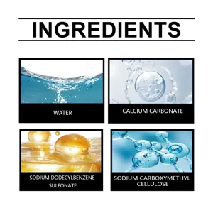 Dettaglio ingredienti della pasta per mozzo ruota auto con acqua, carbonato e formule.