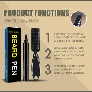 Kit penna per barba East Moon con pennello a punta fine per cura e styling maschile.