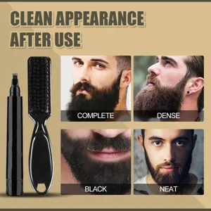 Set penna riempi barba e spazzola per uomo, strumento impermeabile per uno stile naturale.