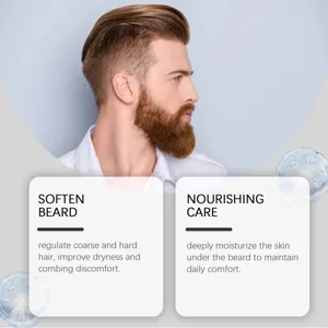 Detail shot of beard care cream showing softening and moisturizing effect for men daily care.
