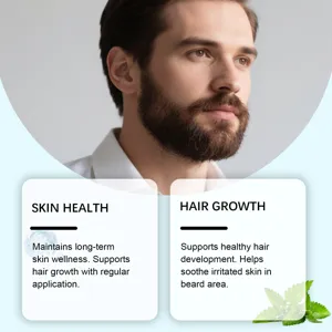 Detailed close-up view of a well-groomed bearded man showcasing daily facial hair care scene.