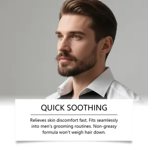 Detailed view of refreshing men's grooming cream for soft beard and daily scalp care.