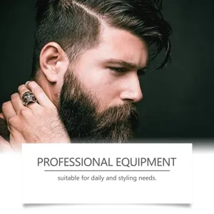 Close-up detail of male beard grooming and styling scene, professional care presentation.