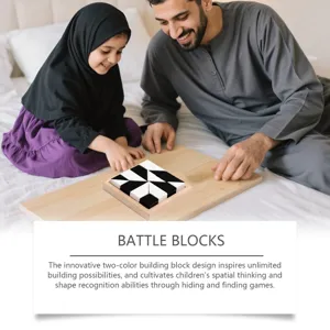 Educational wooden puzzle block toy for kids spatial thinking and parent child interaction game.