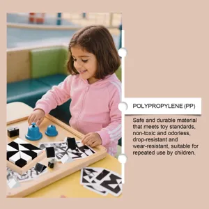 Kids educational logic puzzle toy set with geometric wooden blocks and interactive game board.