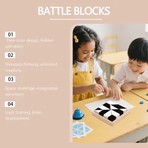 Wooden logic block puzzle toy for kids, spatial challenge and brain training game.