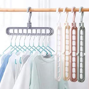 Multifunktionaler Neun-Loch Kleiderbügel Kunststoff Klappbar Drehbar Schrank Organizer Platzsparend Magic Hanger Für Mantel Hemd