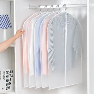 Clear garment dust cover wardrobe hanging clothes storage bag transparent suit protector coat.