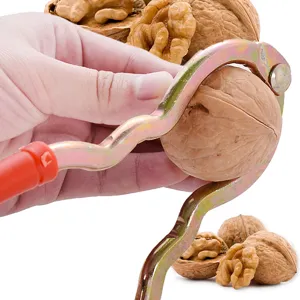 Red handle nutcracker iron metal nut shelling tool for walnut kitchen daily use accessory