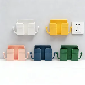 Wall-mounted phone charging holder storage box punch-free remote organizer stand