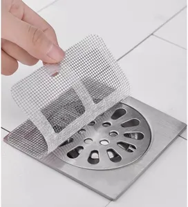 Disposable floor drain mesh sticker detail, anti-hair clogging filter net for sink.