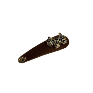 Barrette à cheveux chien motif léopard marron, pince latérale en peluche mignonne, accessoire femme.