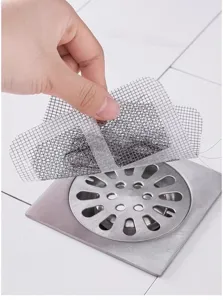 Disposable self-adhesive floor drain sticker hair catcher mesh filter for bathroom kitchen.