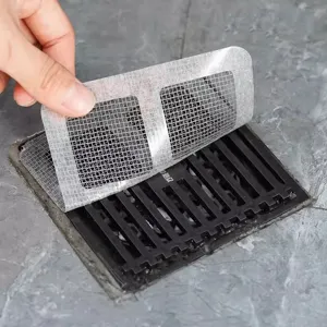 Disposable self-adhesive floor drain sticker anti-clogging mesh hair filter pad for home.
