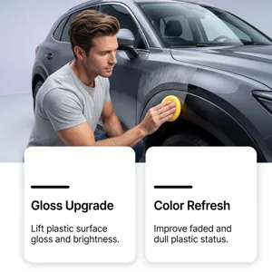 Car plastic restorer cream for trim cleaning and glossy surface care detail view.