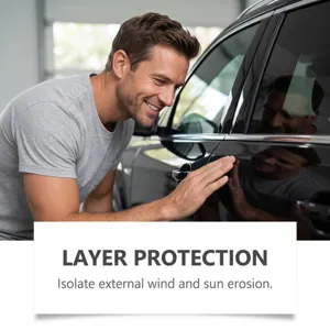 Detailed shot of car care coating effect showing glossy finish and surface protection.