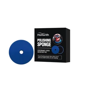 Tampon éponge de polissage bleu Homonth pour rénovation de peinture auto, vue principale.