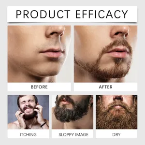Beard care oil effect comparison and problem display detail image for men grooming routine.