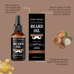 EAST MOON 30ml Men Beard Oil Plant Extract Soften Smooth Fragrance-Free Daily Grooming Care