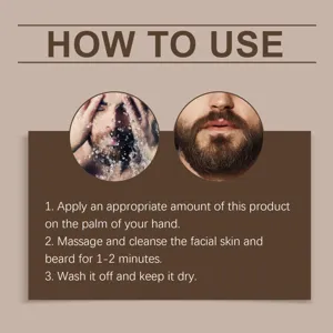 Bartshampoo Anwendung Detailbild, einfache Schritte zur Reinigung und Pflege des Barts.