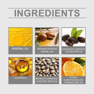 Beard oil ingredients detail infographic showing natural plant oils and nourishing formulas.