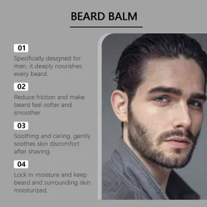 Men beard balm for deep nourishment, softening, and moisturizing care after shaving.