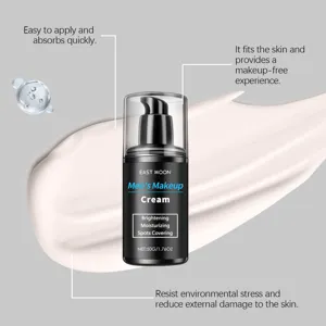 East Moon men's makeup cream detail view featuring smooth texture and moisturizing benefits.
