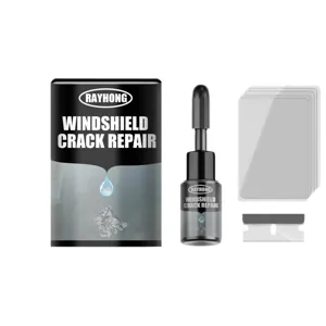 Rayhong windshield crack repair kit, fast glass adhesive and windshield fluid for car care.