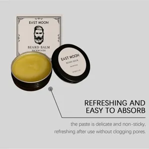 Beard balm detail view showing smooth yellow texture, nourishing cream for men's daily care.