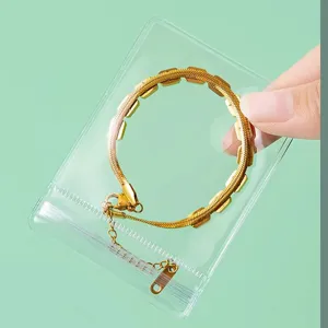 Clear PVC jewelry ziplock storage bag for small accessories, necklaces, and rings main view