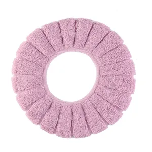 Pink plush toilet seat cover O-shaped thickened knitted washable pumpkin pattern cushion