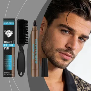 Kit de Lápiz de Relleno de Barba para Hombres Impermeable Marrón Herramienta de Cuidado de Crecimiento de Bigote Con Cepillo Acabado Natural Para Cuidado Diario