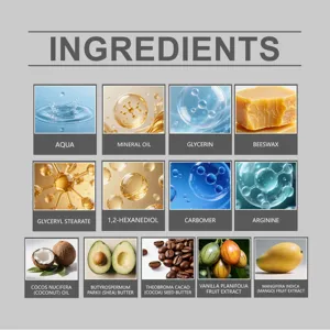 Detailed infographic showing natural plant extracts and ingredients of men's beard care balm.