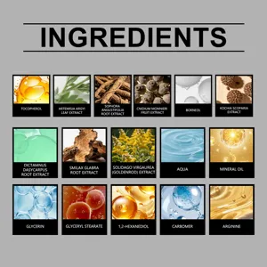Detailed ingredient chart showing natural plant extracts and moisturizing formula for daily care.