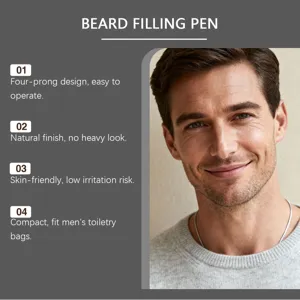 Beard filling pen with four-prong design for natural finish and easy daily grooming.
