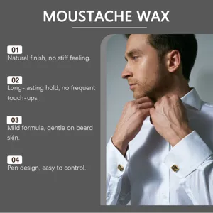 Men moustache wax pen design natural finish long lasting hold mild formula beard care