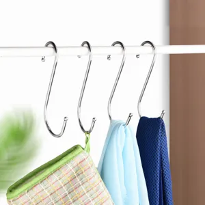 Stainless steel S hooks for hanging clothes, bags, kitchen utensils, and daily organization.